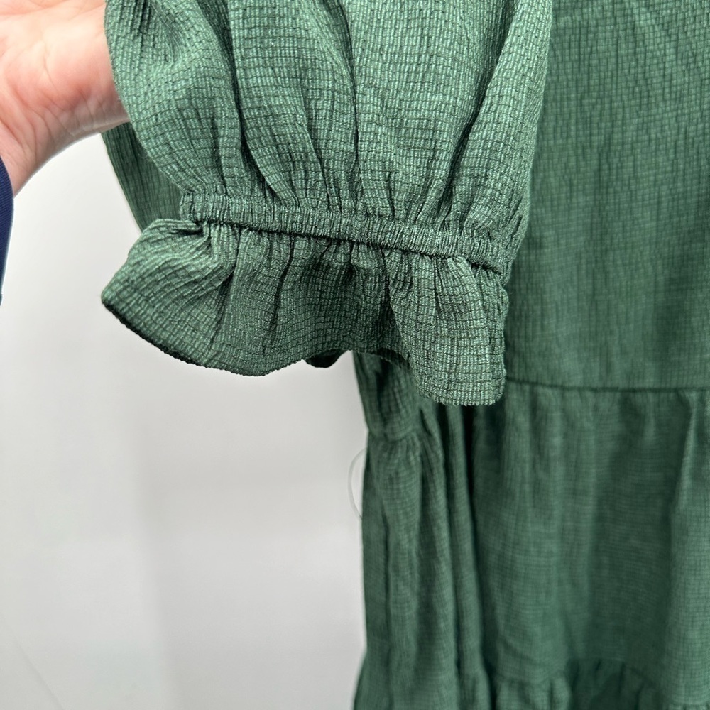 LULUS M long Babydoll Adorable days tiered green cottagecore boho mini dress - Picture 6 of 12